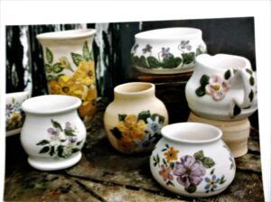 handmade pottery from our studio (floral paintings)